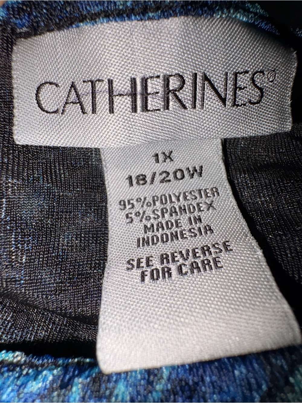 Catherines Blue Striped Asymmetrical Boho Tunic Top Flowy Draped Size 1X 18/20W - Picture 6 of 7